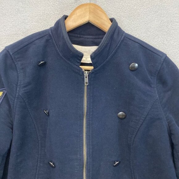 Treasure & Bond Zip Up Military Jacket Womens Medium M Navy Blue Double Breasted - Picture 3 of 16